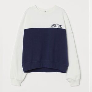 Blue and White Boxy Sweatshirt in size S from H&M